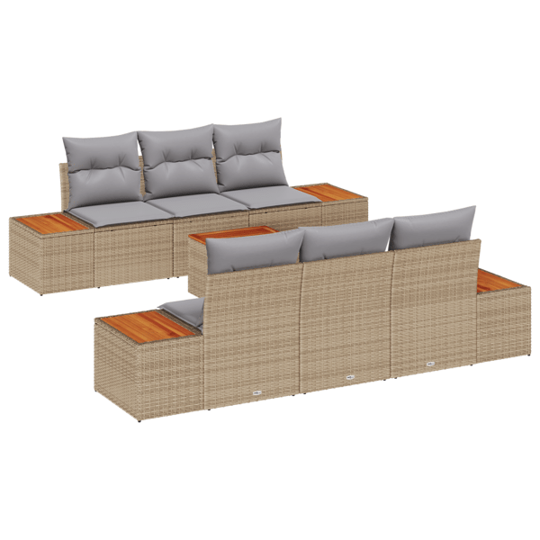 Trädgårdsoffset med kudde med lagring 7 pcs Beige Poly rattan