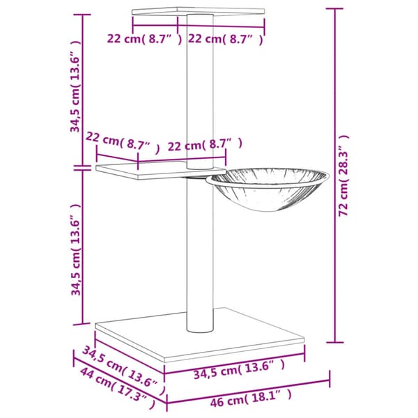 Klösträd med sisalpelare mörkgrå 72 cm