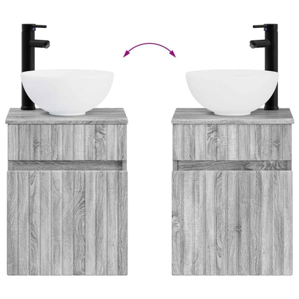 Badrumsmöbelset 4 pcs Grå Sonoma Konstruerat trä och glas