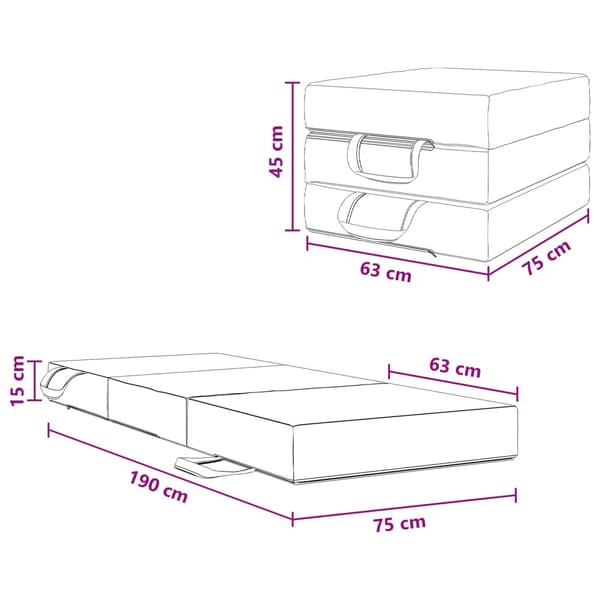 Fällbar Soffbed 75 x 63 x 45 cm Mörkgrå