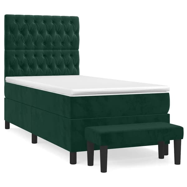 Ramsäng med madrass mörkgrön 90x190 cm sammet
