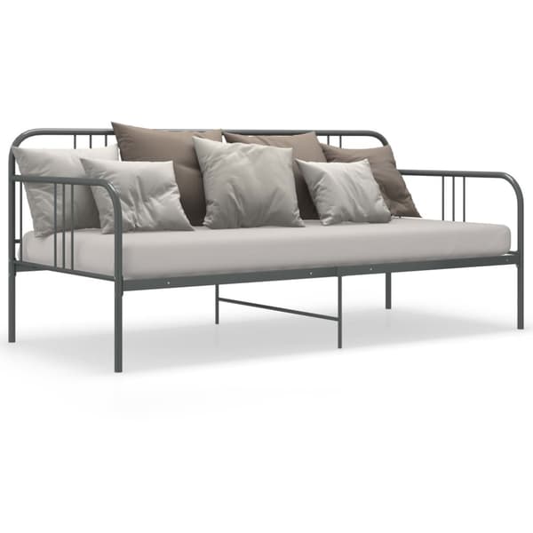 Sängram bäddsoffa grå metall 90x200 cm