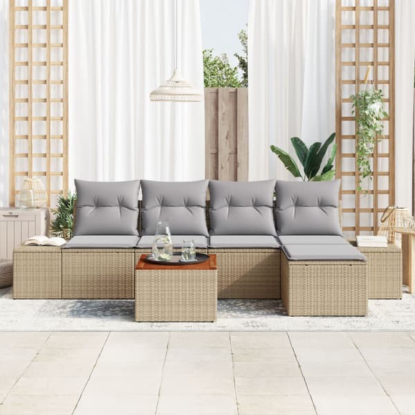 Trädgårdsoffset 6 pcs Beige och Ljusgrå konstrotting
