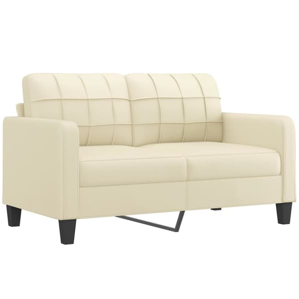 2-sits soffa med prydnadskuddar gräddvit 140 cm konstläder