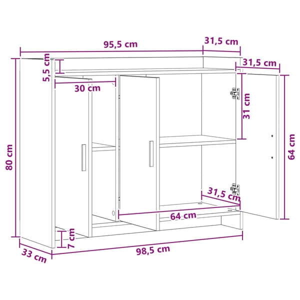 Sideboard Vit 98,5 x 33 x 80 cm Konstruerat trä