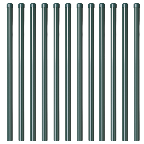 Stängselstolpe 12 pcs Grön 110 cm Pulverlackerad stål