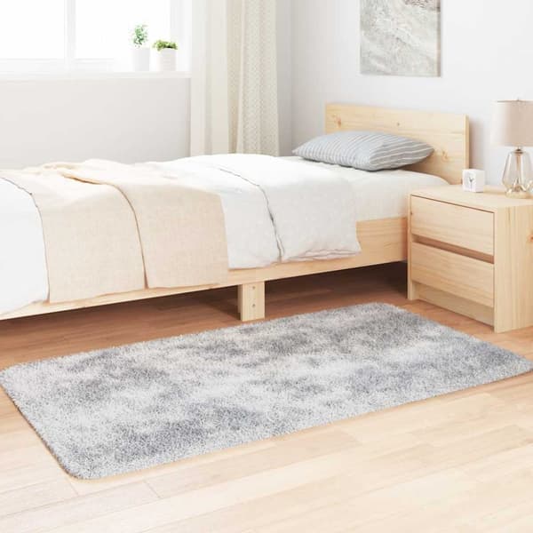 Ryamatta med lång lugg NAVARRA ljusgrå 80x150 cm polyester