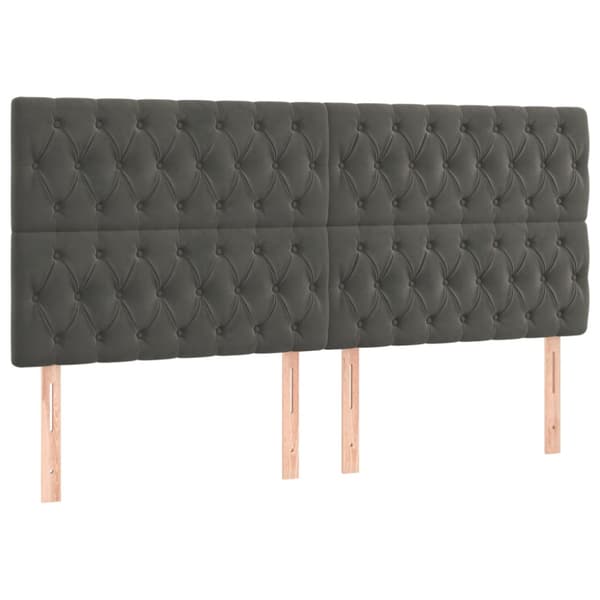Ramsäng med madrass mörkgrå 180x200 cm sammet