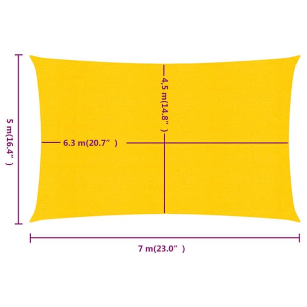 Solsegel 160 g/m² rektangulär gul 5x7 m HDPE