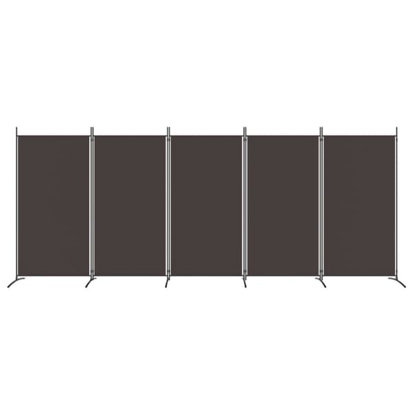 Rumsavdelare 5 paneler brun 433x180 cm tyg