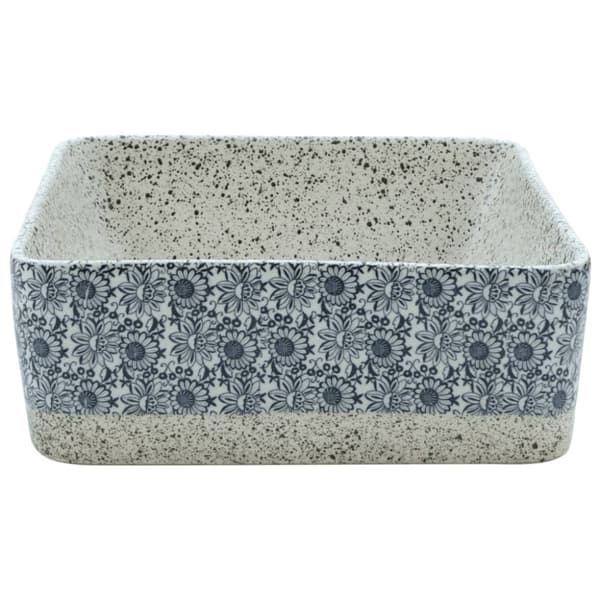 Handfat grå och blå rektangulär 46x35,5x13 cm keramik