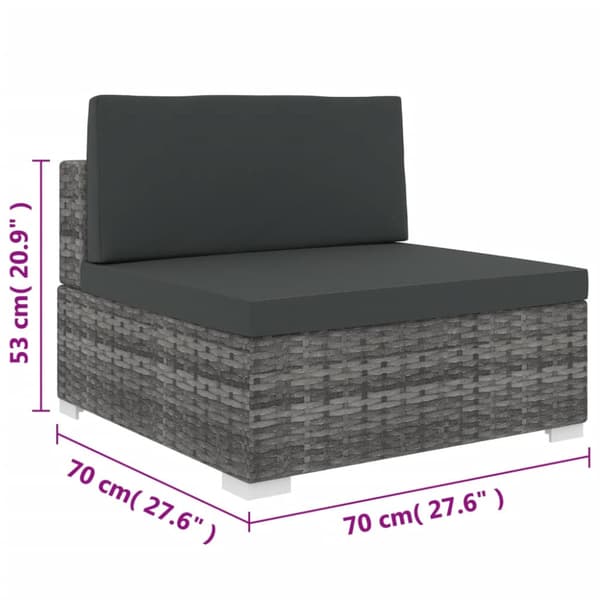 Mittensits till modulsoffa med dynor konstrotting grå