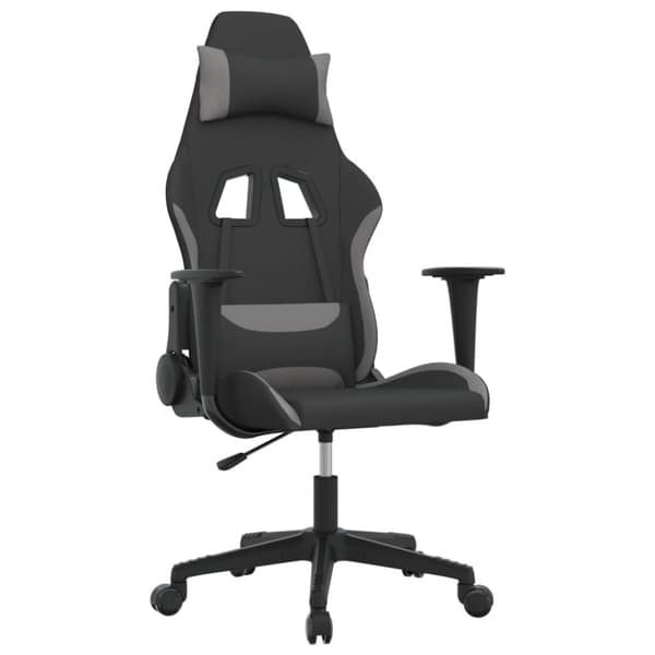 gamingstol svart och ljusgrå tyg