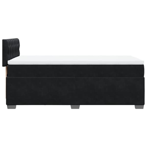 Ramsäng med madrass svart 90x200 cm sammet