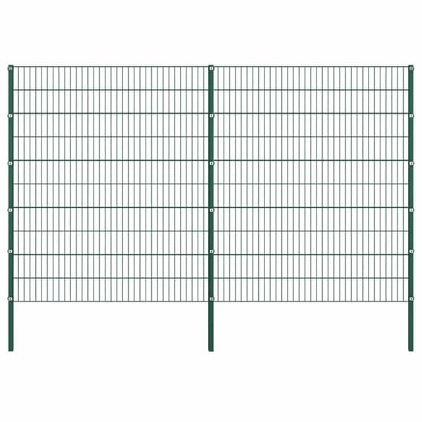 Staketpanel med stolpar järn 349x200 cm grön