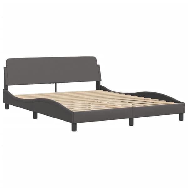 Bed Frame with LED without Mattress "Hvar" Grey 160x200 cm