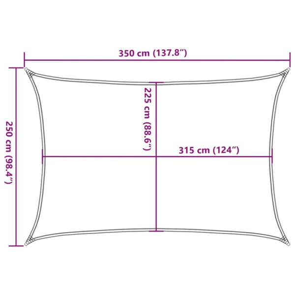 Solsegel 160 g/m² rektangulär sand 2,5x3,5 m HDPE