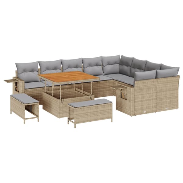 Trädgårdsoffset 12 pcs Beige konstrotting