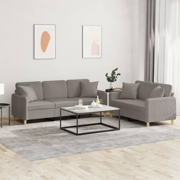 Soffgrupp med kuddar 2 delar taupe tyg