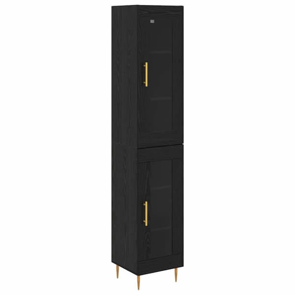 Skåp 2 pcs Svart Ek Glas