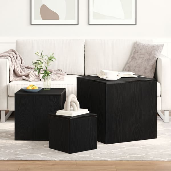 Nestingbord 3 pcs Svart Ek Konstruerat trä