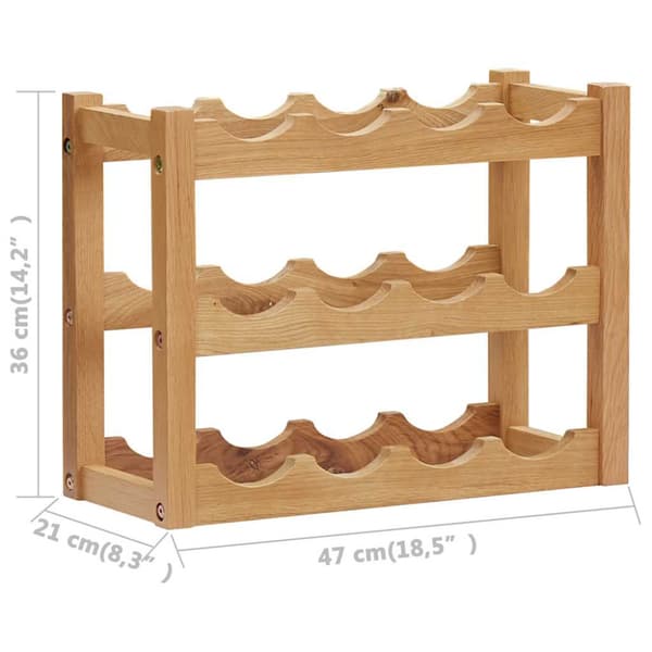Vinställ för 12 flaskor 47x21x36 cm massiv ek