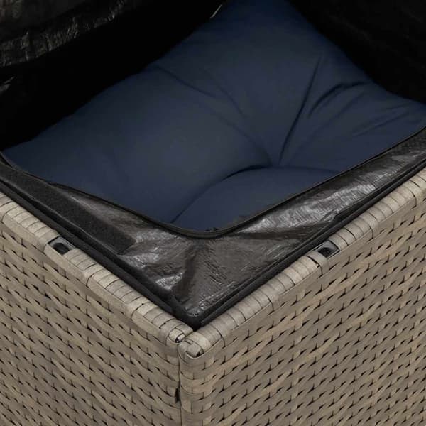 10 delar trädgårdssoffgrupp med dynor grå polyrotting