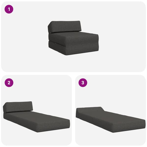 Fällbar Soffbed Mörkgrå 60 x 70 x 41 cm Tyg