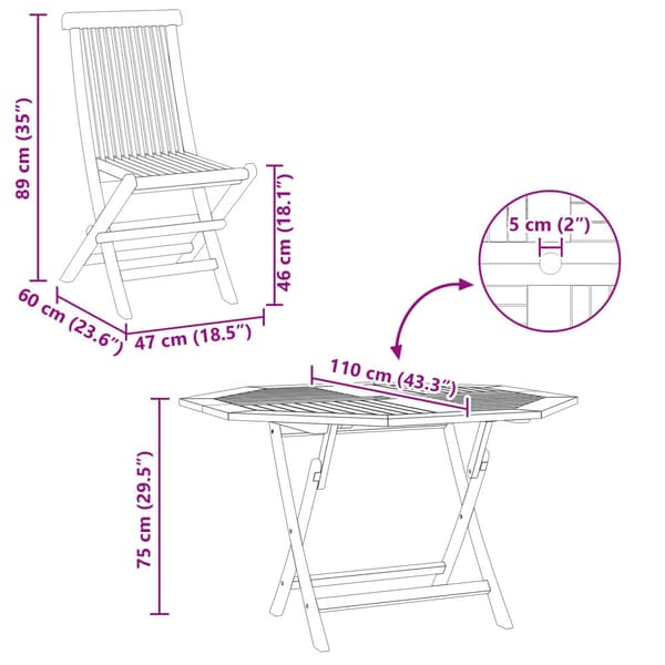 Trädgårds Bistro Set 3 pcs Brun Massivt teakträ