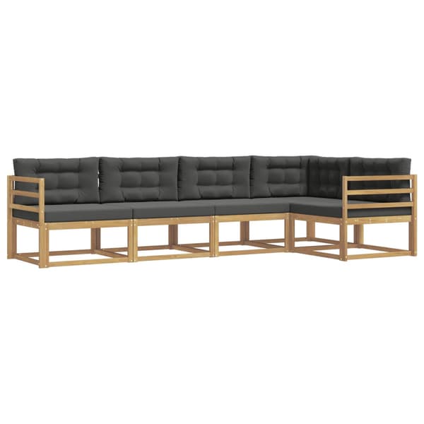 Utomhussoffset med kudde 4 pcs Vit och antracit Polyester