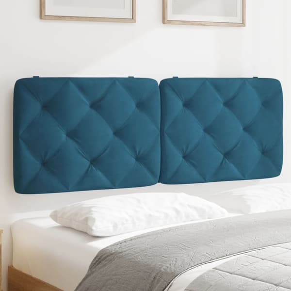 Headboard Cushion Blue 140 cm Velvet