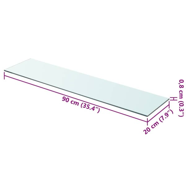 Hyllplan 2 st glas genomskinlig 90x20 cm