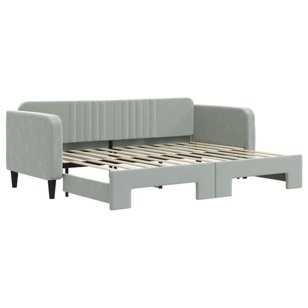 Dagbädd utdragbar ljusgrå 80x200 cm sammet