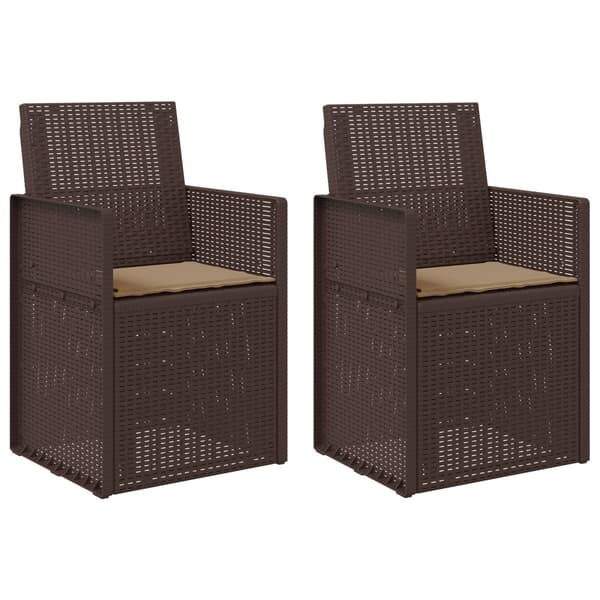 Trädgårdsmatstolar 2 pcs Brun och taupe PP