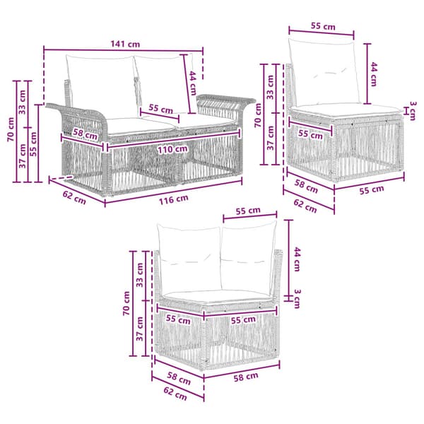 Trädgårdsoffset 13 pcs Grå konstrotting