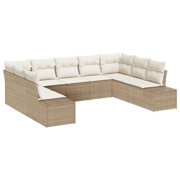 Trädgårdsoffset 9 pcs Beige och gräddfärgad Polyrattan