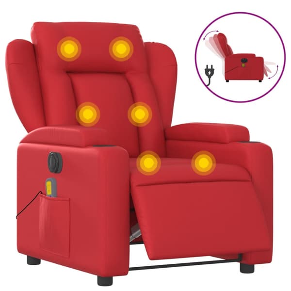 Elektrisk massagefåtölj röd konstläder