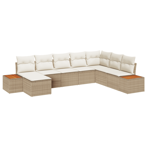 Trädgårdsoffset 9 pcs Beige och gräddfärgad Polyrattan