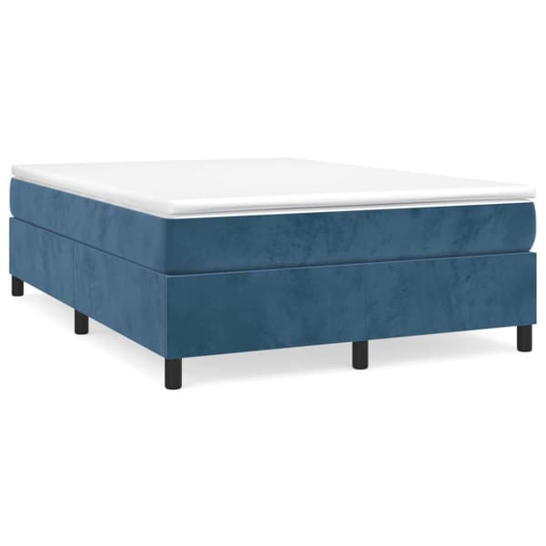 Boxspring-sängram mörkblå 140x190 cm sammet