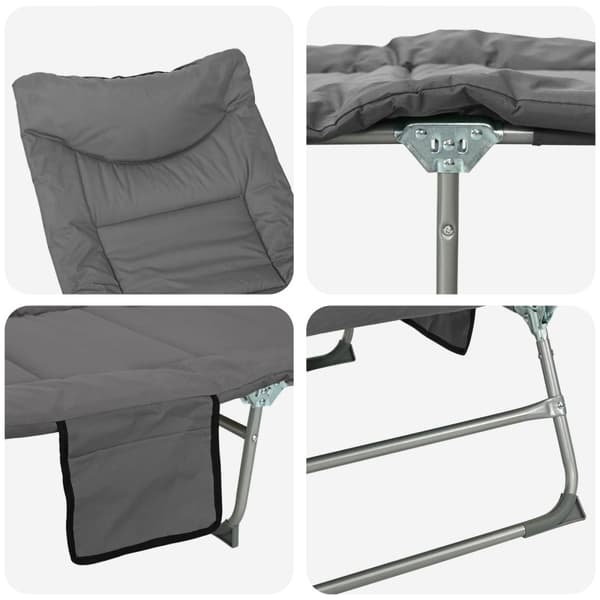 Hopfällbar solstol med kudde 2 pcs Antracit