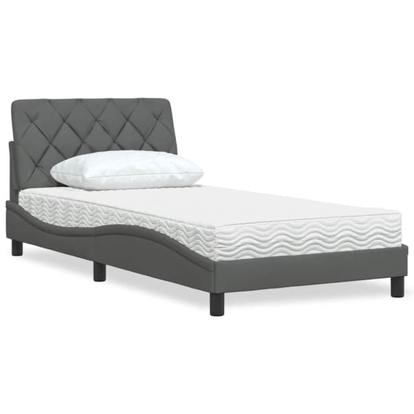 Bed with Mattress Dark Grey 100x200 cm Fabric