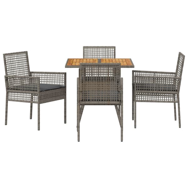 Trädgårdsmöbelset 5 pcs Grå konstrotting