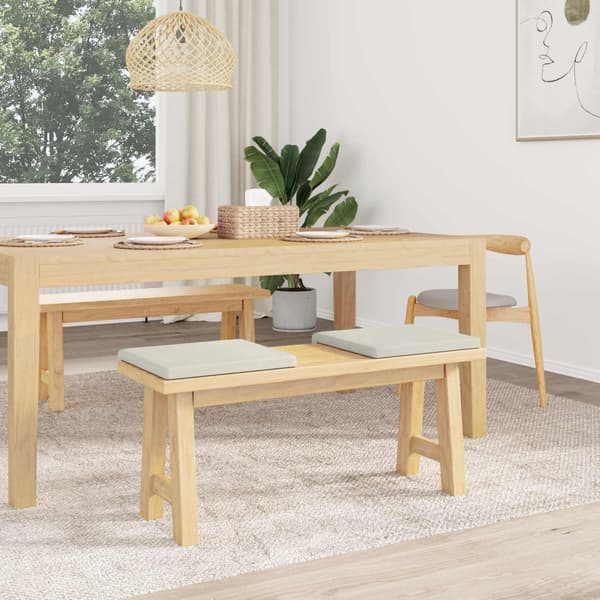 Bänk kudde 2 st Sammet Gräddvit Djup 35 cm