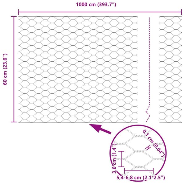 Hexagonstängsel Grön 0,6 x 10 m PVC
