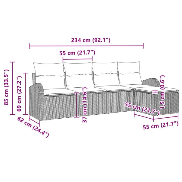 Trädgårdsoffset 5 pcs Ljusgrå konstrotting