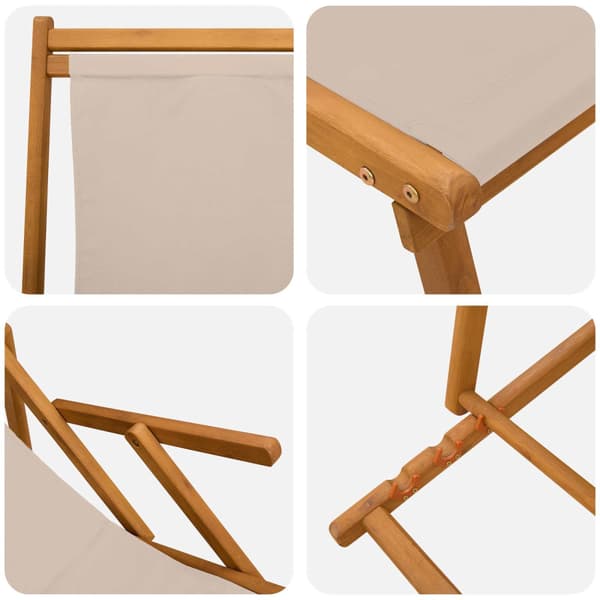 Hopfällbar solstol 2 st 3 Position Massiv Eukalyptus Trä Beige