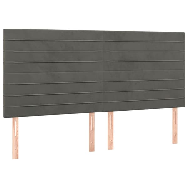 Ramsäng med madrass mörkgrå 160x200 cm sammet
