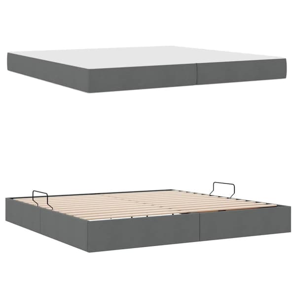Förvaringssäng med madrass Mörkgrå 200 x 200 cm Polyester