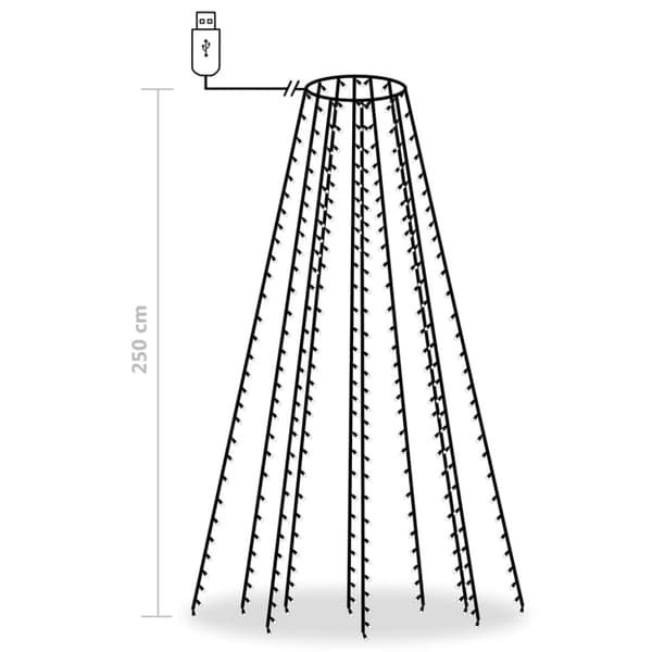Ljusnät för julgran 250 LED blå 250 cm
