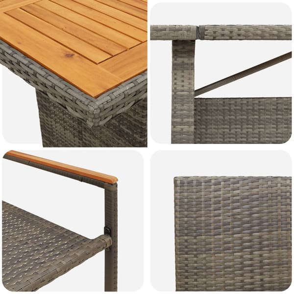 Trädgårdsmöbelset 9 pcs Grå konstrotting